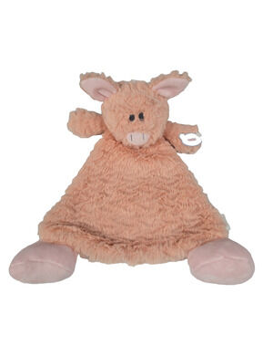 Demdaco 2016 Pudder Pig Pink Plush Rattle Lovey Cozies Cuddle Toy 13 Inch New